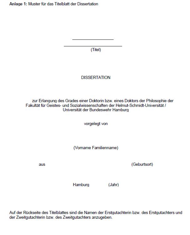 Anlage 1: Musterblatt für das Titelblatt der Dissertation