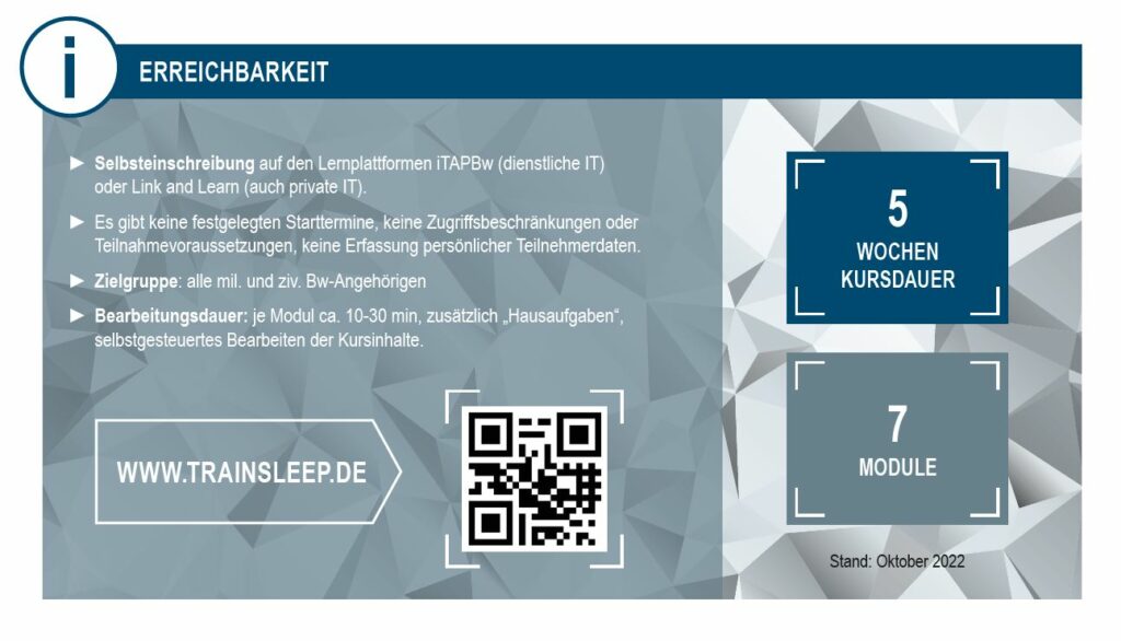 Erreichbarkeit und QR-Code trainSLEEP