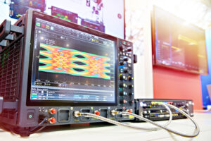 Modern real-time oscilloscope on exhibition