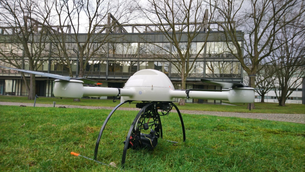 Drone in front of HSU