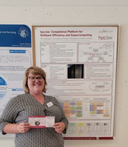 Jessica presenting our hpc.bw poster at the section adult education of the DGfE