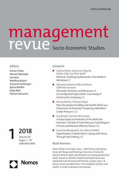 Titelblatt management revue 1, 2018