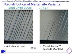 Redistribution of Martensite Variants