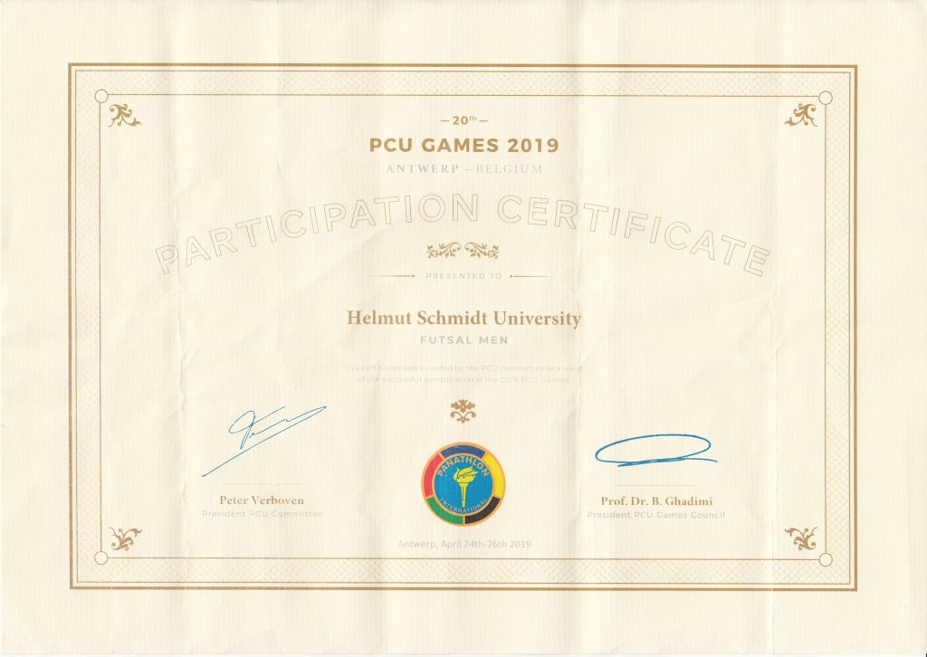 Urkunde PCU Games 2019