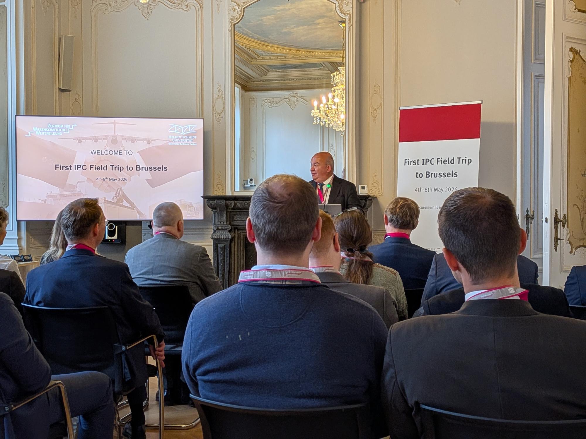 University President Prof. Klaus Beckmann Delivers a Speech at the IPC Field Trip in Brussels